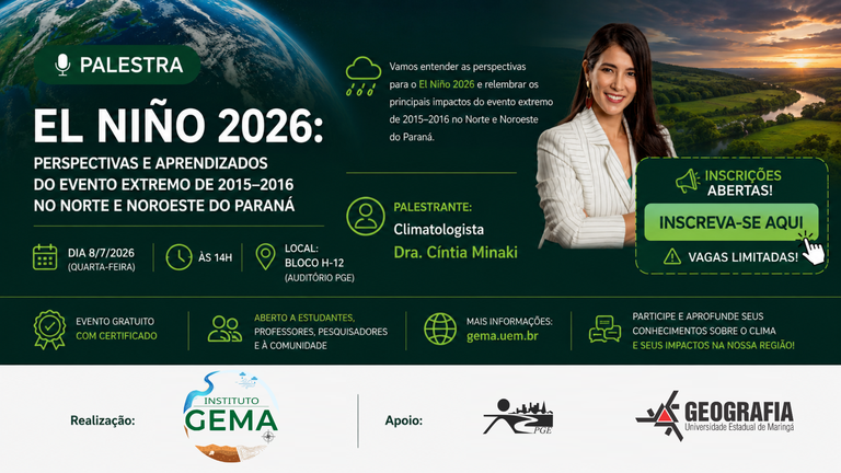 El Niño 2026: perspectivas e aprendizados do evento extremo de 2015–2016 no Norte e Noroeste do Paraná