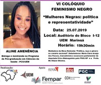 Confirmada a participação da bióloga Aline Amenência no VI Colóquio de Feminismo Negro