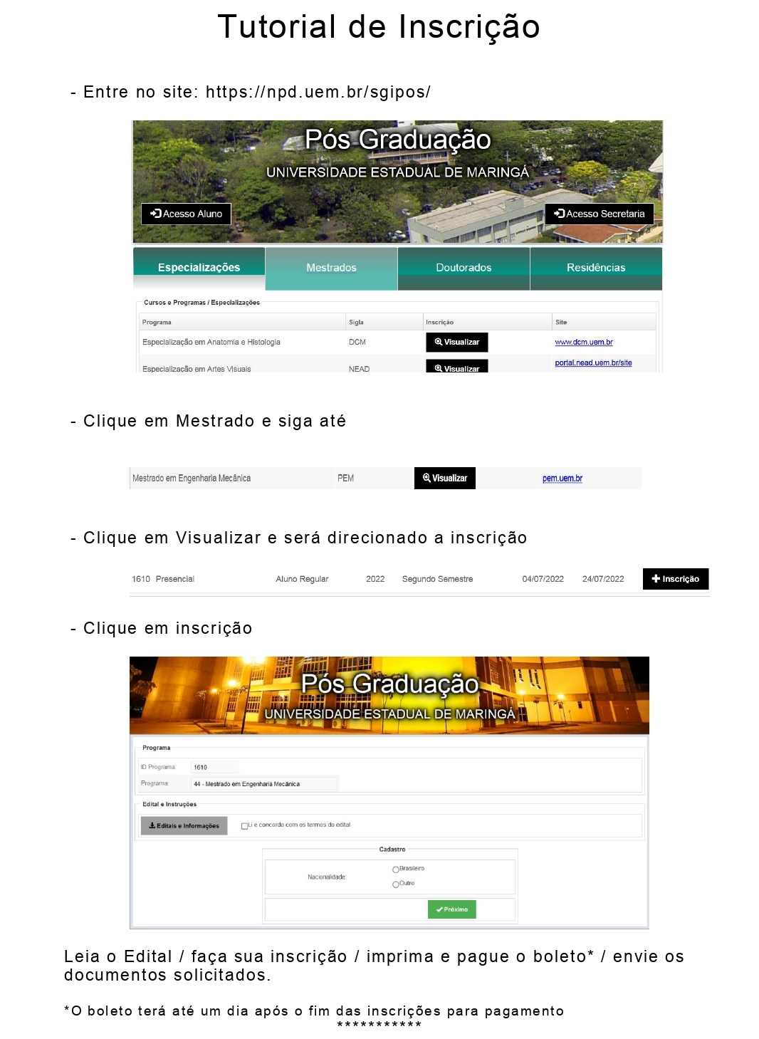 Tutorial de Inscrição