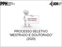 PROCESSO SELETIVO 2020