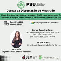 08/05/2025 - Defesa de Dissertação - Dayara Barbosa da Silva Donadone - Orientadora: Dra. Beatriz Cervejeira Bolanho Barros