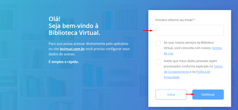Tela de preenchimento do e-mail institucional