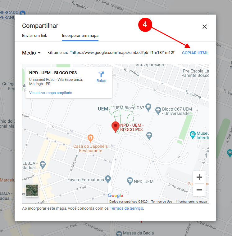 Copiar HTML Google Maps